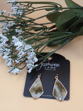Jasmine Lane Goldtone & Marble Drop Earrings - Hypoallergenic